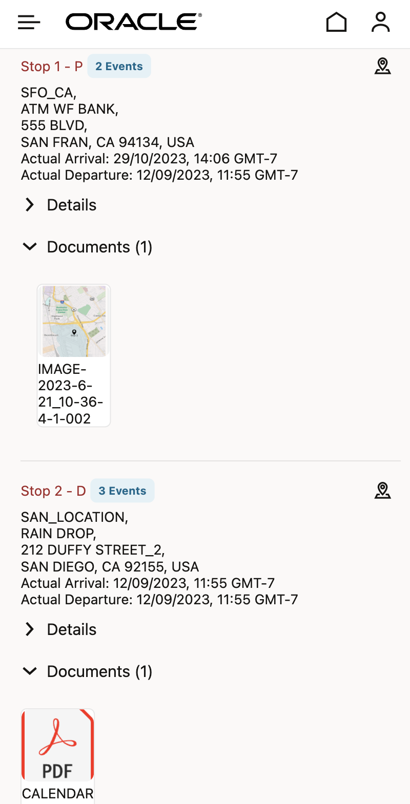 Shipment Stop Documents 