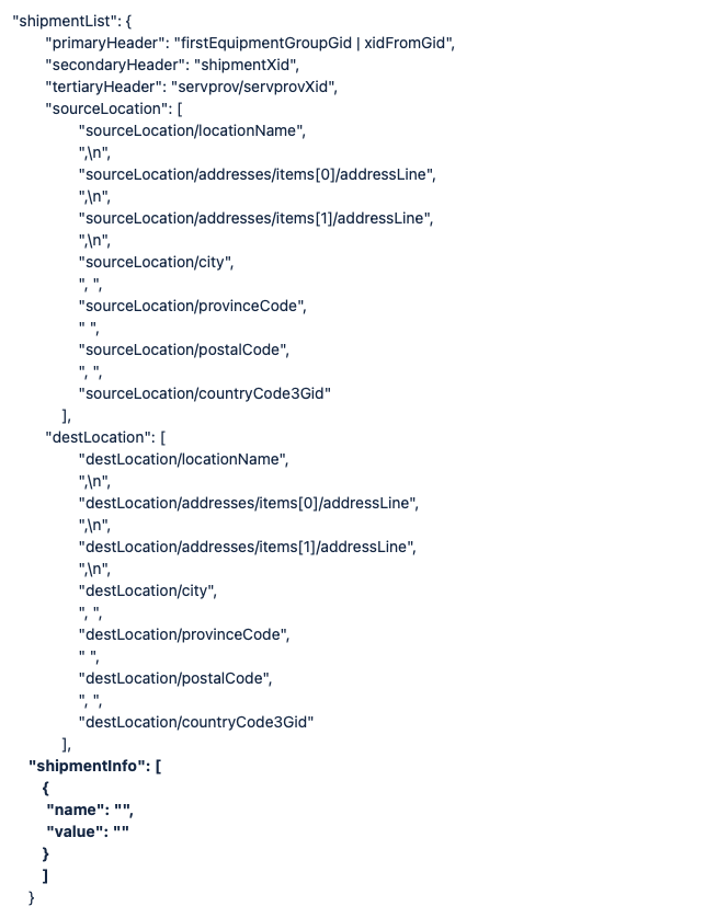 Additional Data Line at Shipment List Page
