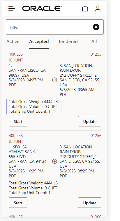 Additional Data Line at Shipment List Page
