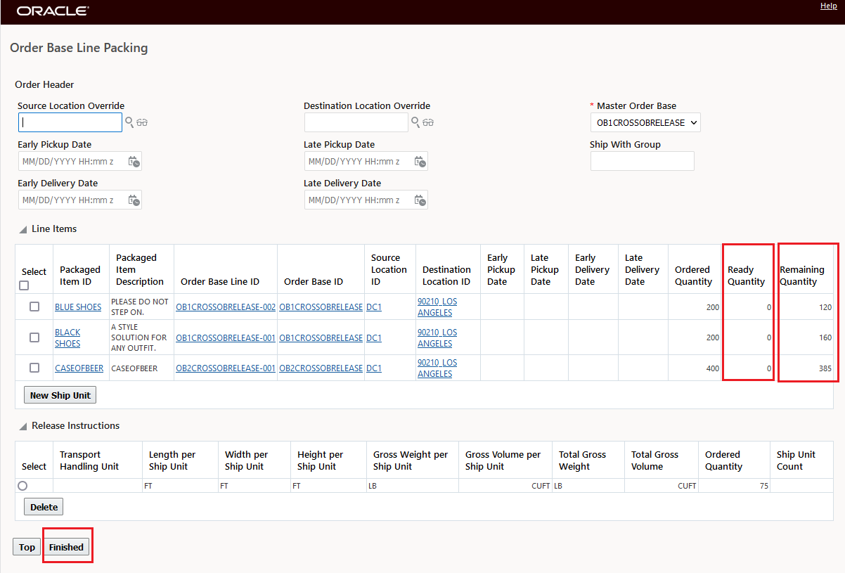 Update Ready Quantity and Remaining Quantity