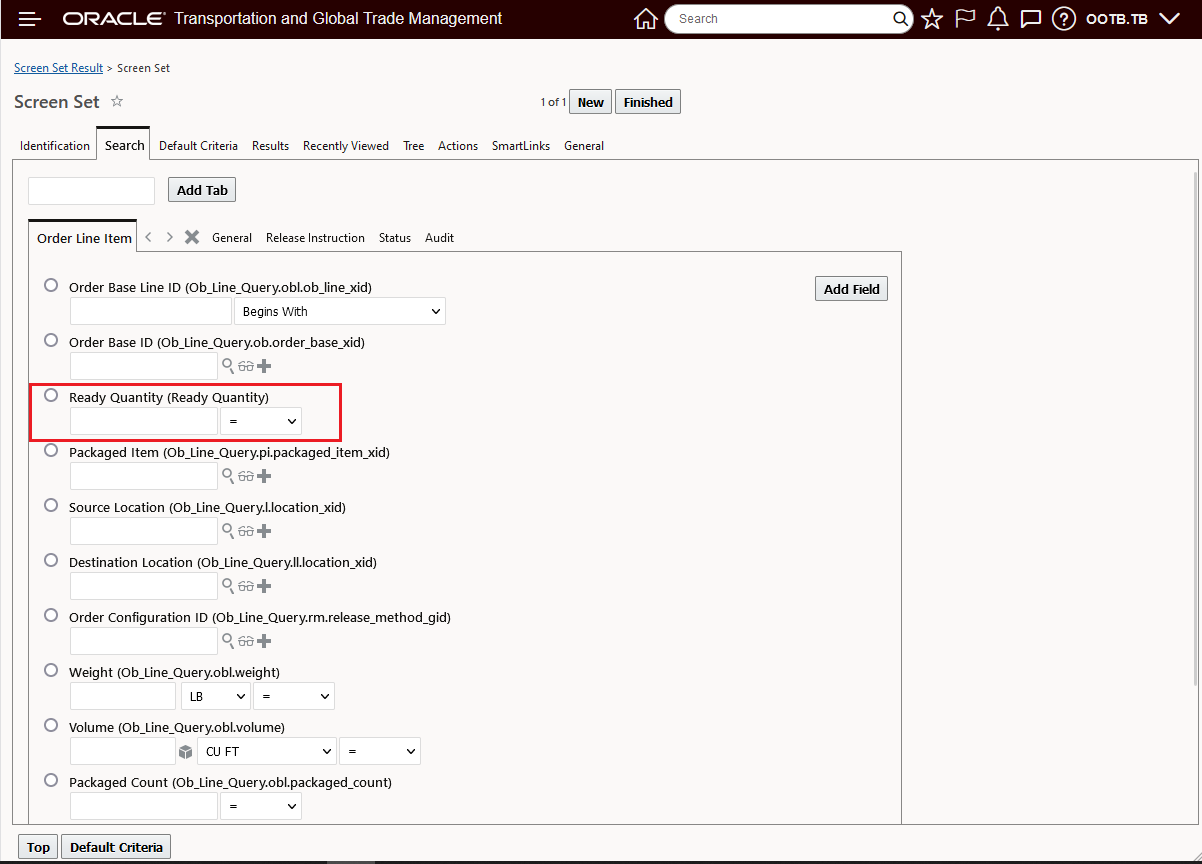 Screen Set - Add Ready Quantity to Finder