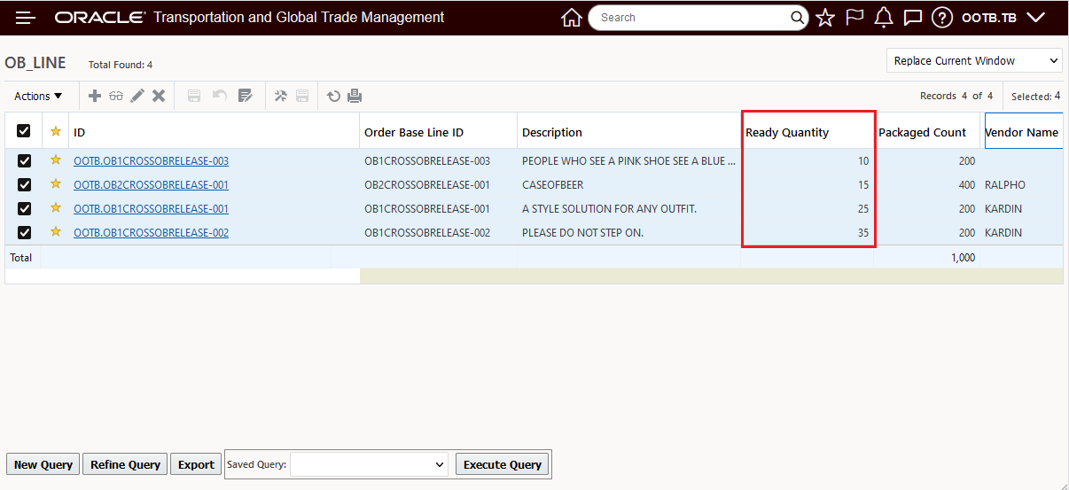 Ready Quantity Added to Finder Result