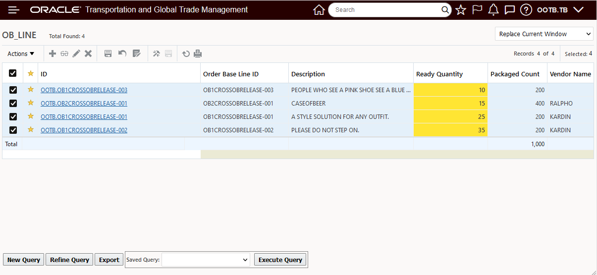 In-line Edit - Ready Quantity Entered
