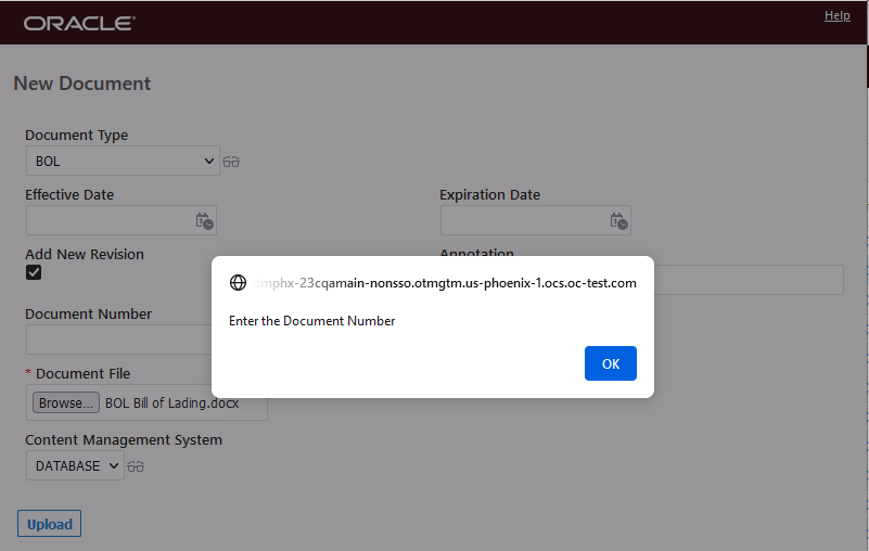 Document Number Required