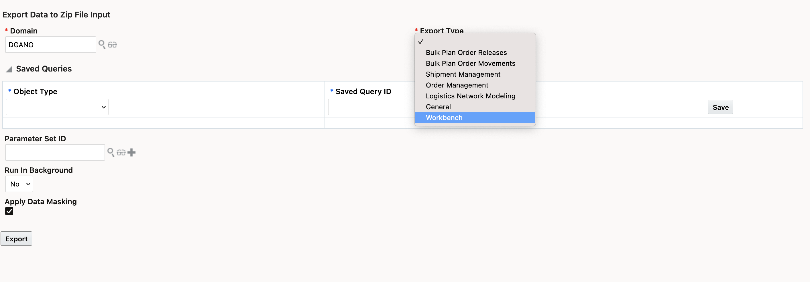 Planning Export/Import tool - Workbench option