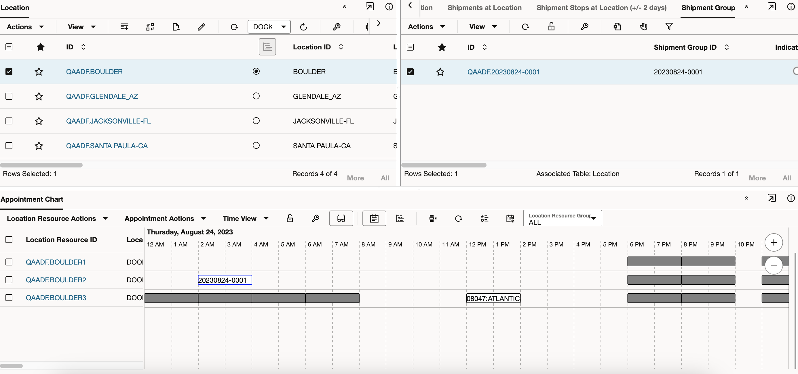 Shipment Group - Appointment Scheduled - Shipment Appointment View