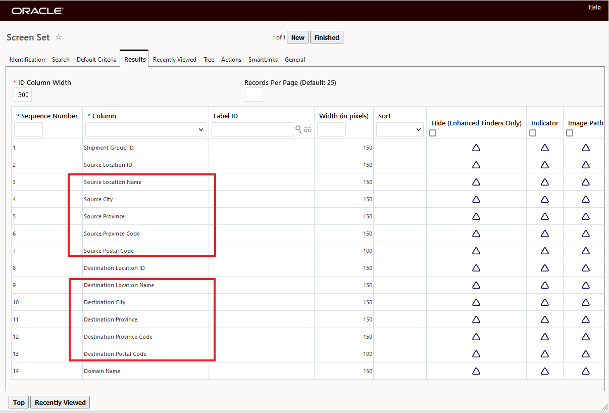 Shipment Group Finder Source Location and Destination Location Additions