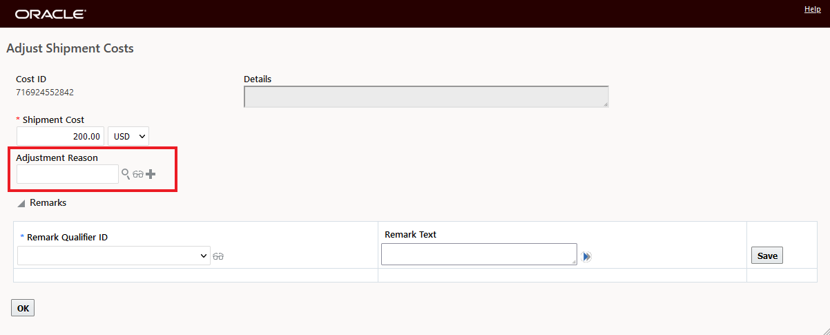 Adjust Reason Not Required/Optional