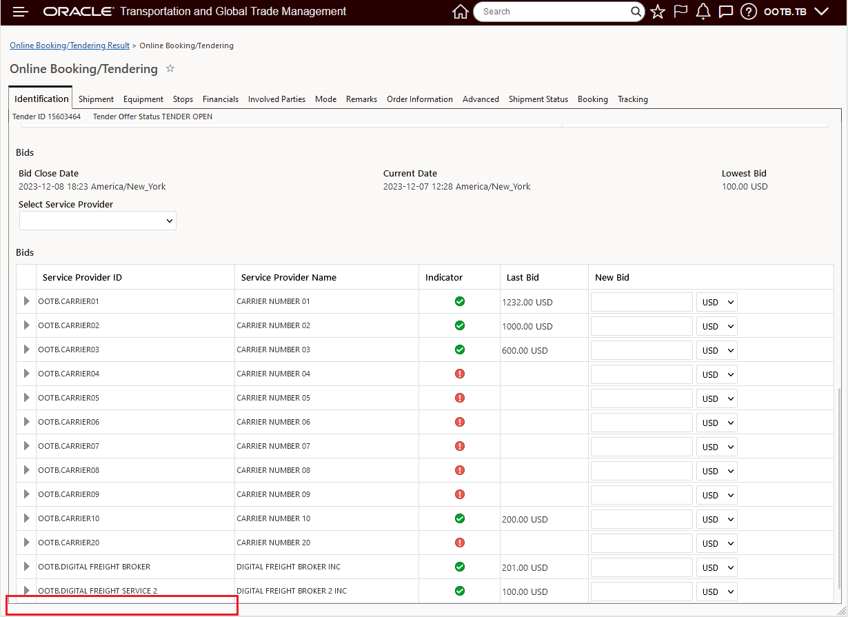 Previous Unfixed the Award Bid to Service Provider and Submit Bid Button Behavior