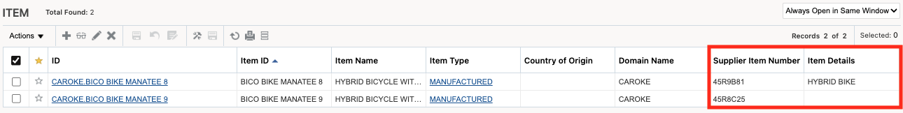 Item Finder Results with Reference Number and Remark