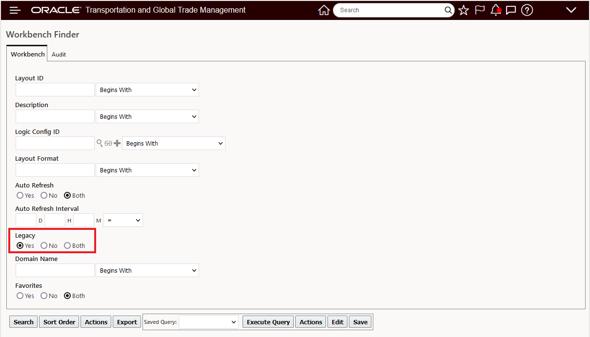 Workbench manager search for legacy - yes