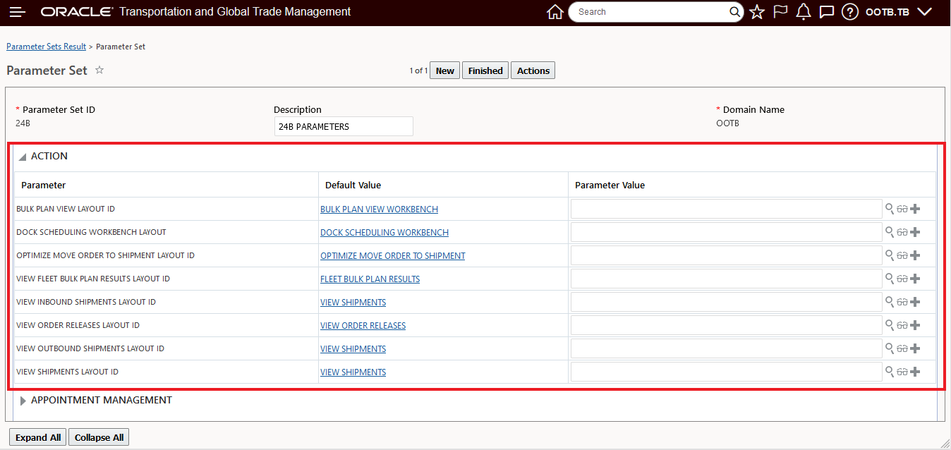 Actions and default configuration
