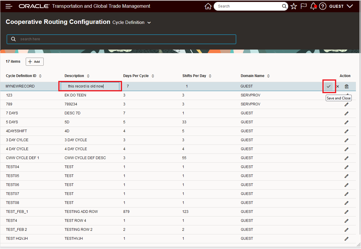 Edit the field(s) in this example the description field is modified