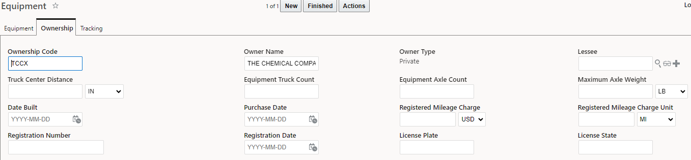 Equipmenet - Ownership