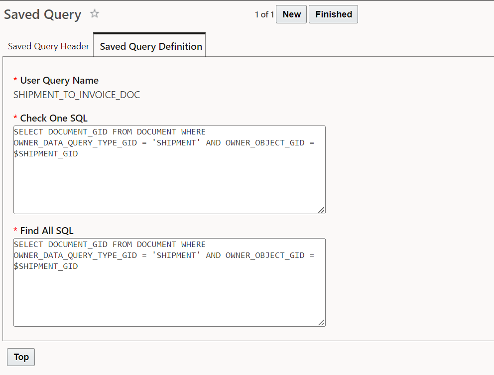 Shipment to Invoice Automation Agent Saved Query