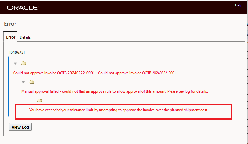 Invoice is not Approved