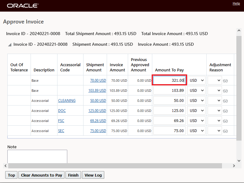 Base Cost Increased from 70.00 USD to 321.00 USD and Increase of 251.00 USD