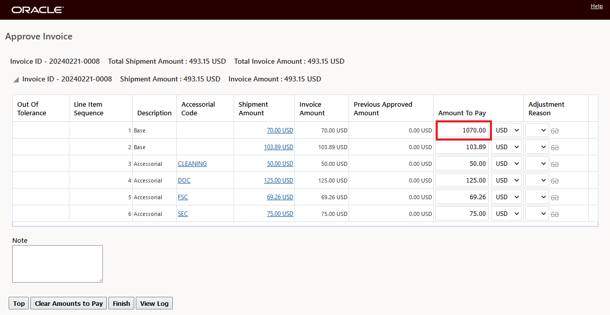 Base Cost Increaed by 1000.00 USD to 1070.00 USD