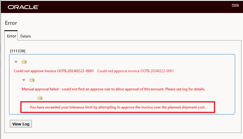 Invoce Not Approved