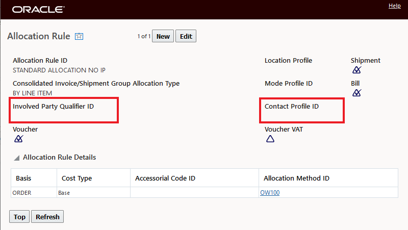 Allcation rule without any involved party qualifier or contact criteria