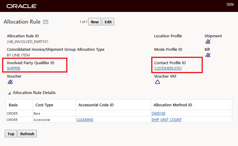 Example allocation rule number 1