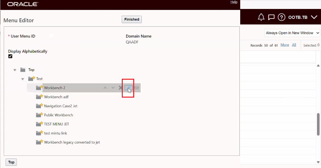 Edit menu entry for workbench link