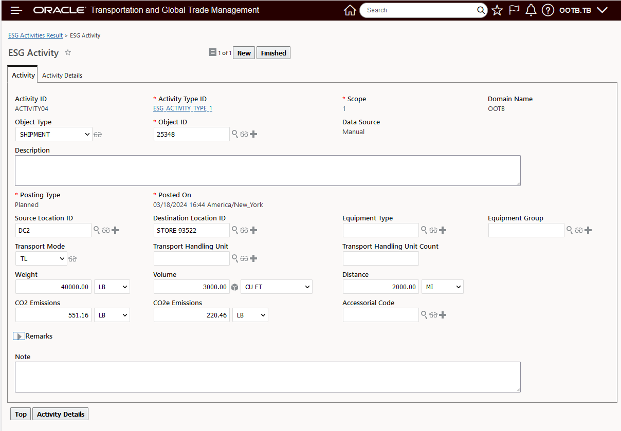 Activity record related to rating example