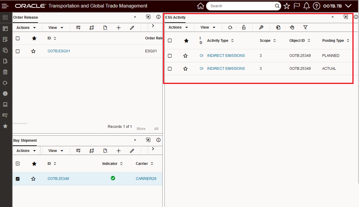 Sample Enhanced Workbench With ESG Activity Screen Set Added