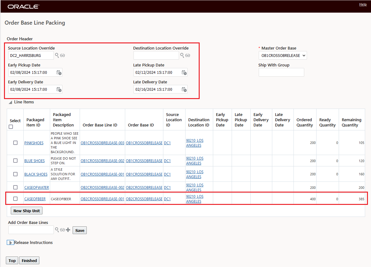 Additional order base line added - order header additions retained