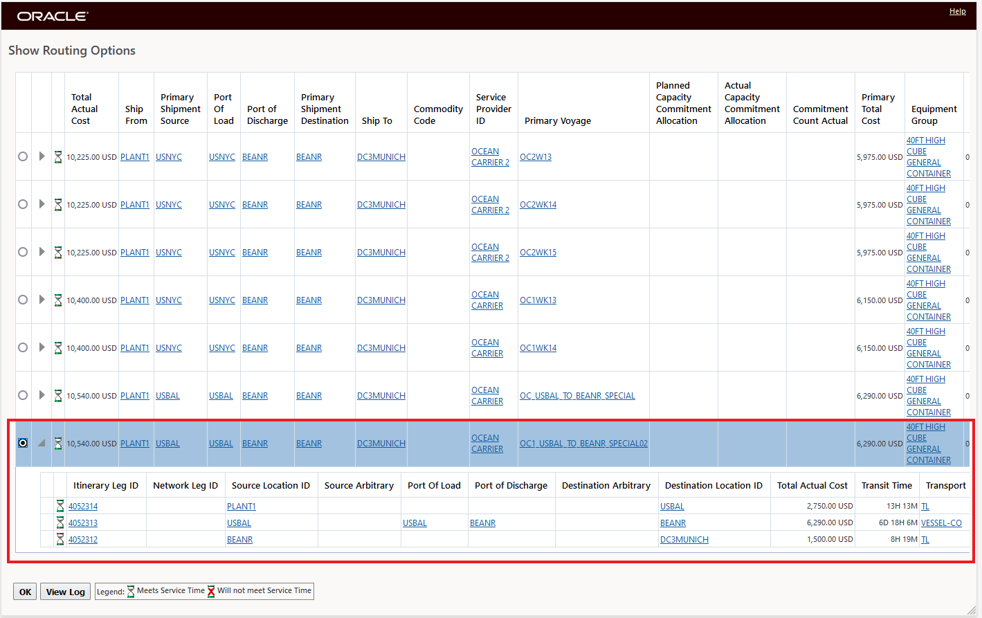 Option out of USBAL is selected, more expensive later option