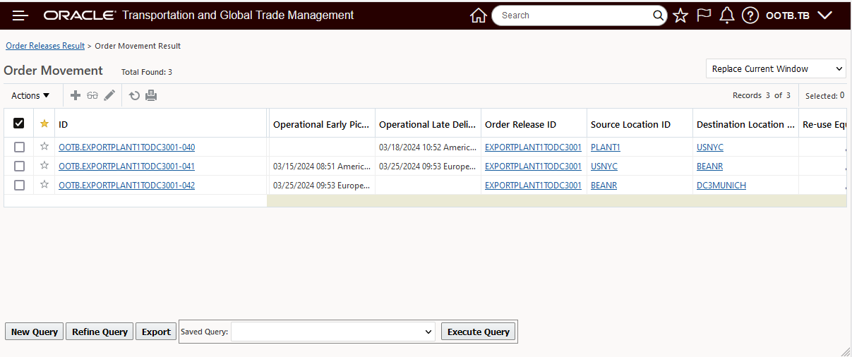 Bulk plan generated order movements