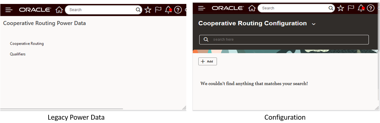 Comparison of legacy power data screen to new configuration ui