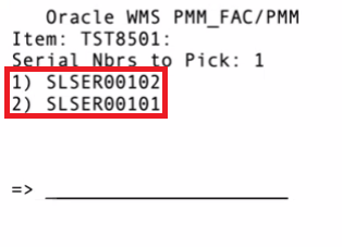 Serial Numbers to Pick