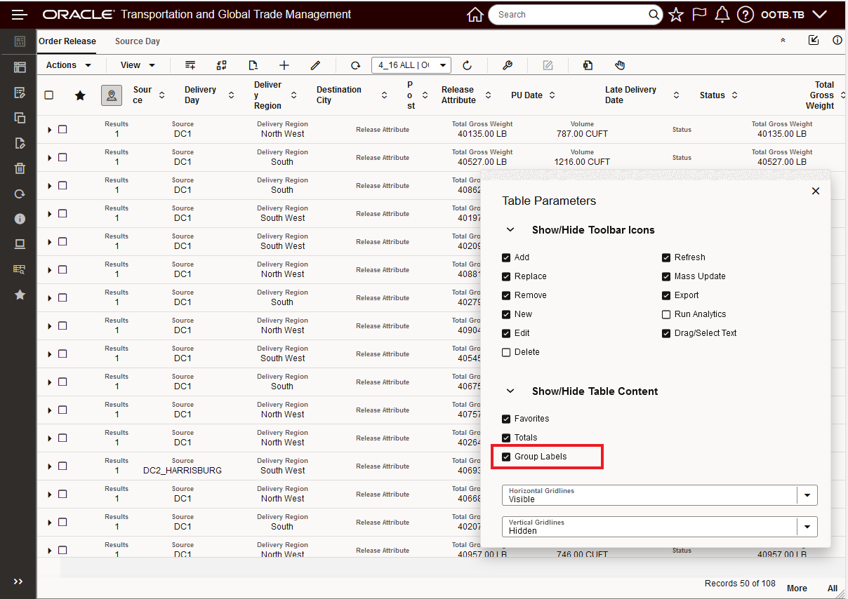 Group Labels On/Selected