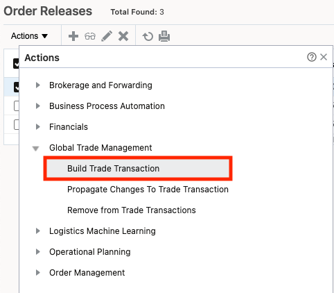 Build Trade Transaction action