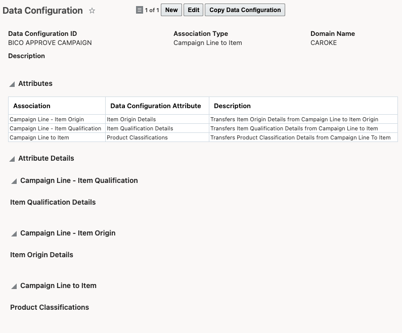 Data Configuration - Campaign Line to Item