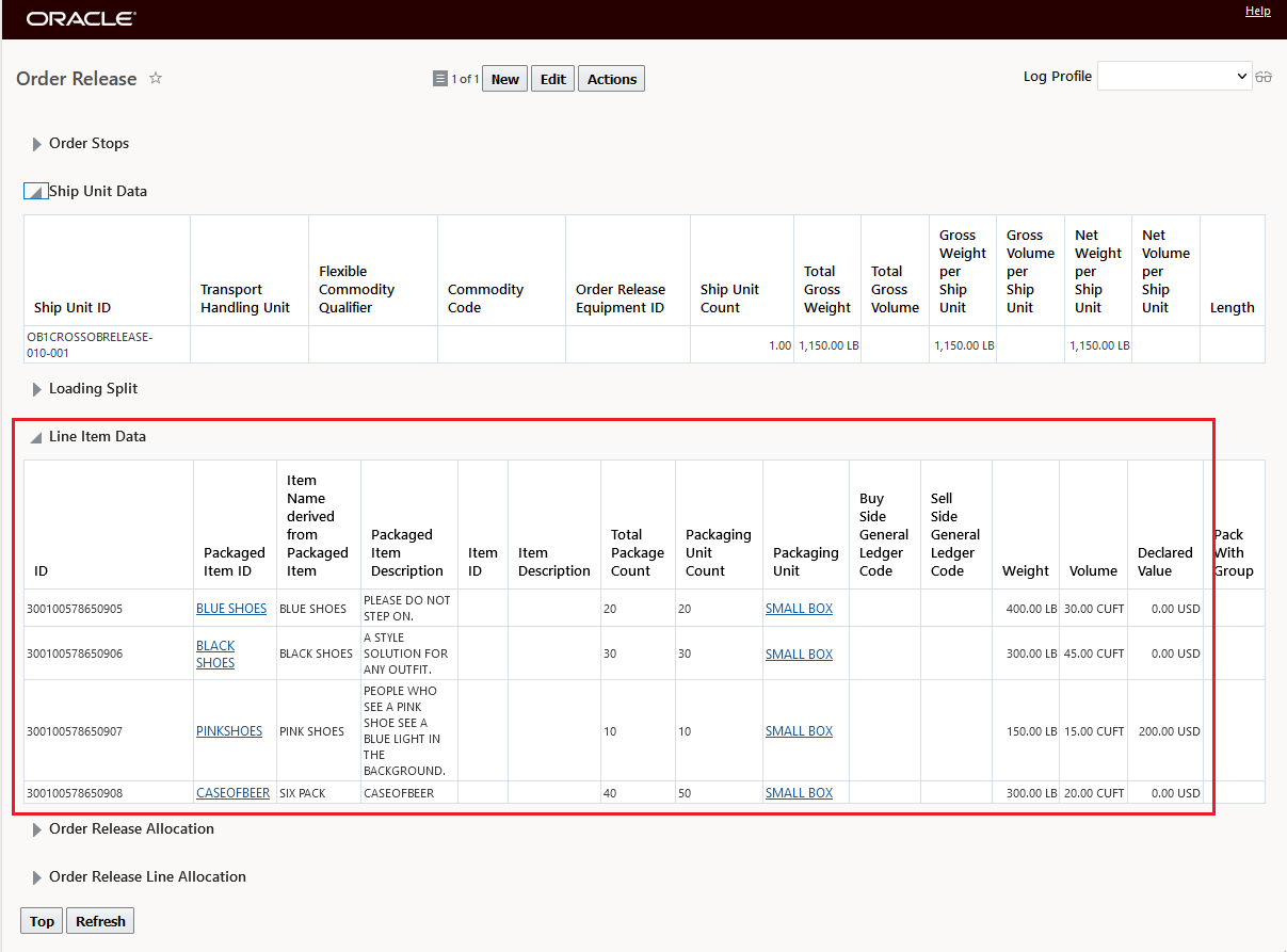 Order Base Line Packing Order Release Generated Without The Zero Ship Quantity Line Item Included