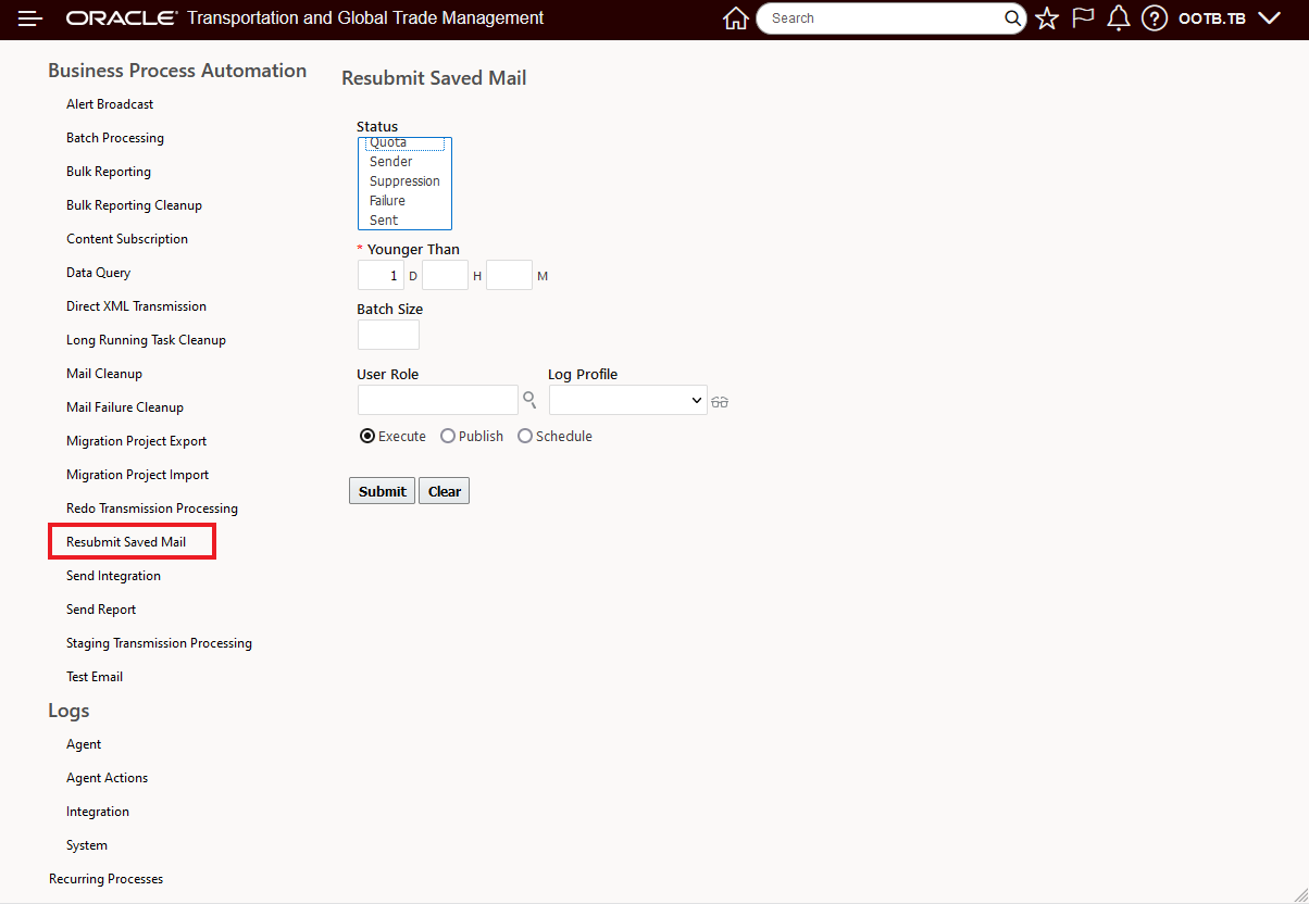 Business Process Automation - Resubmit Saved Mail