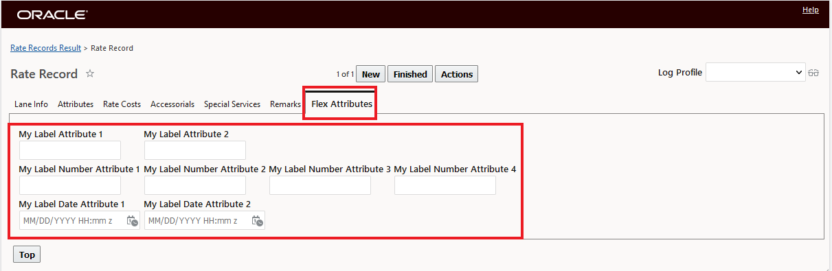 Flex Attribute Tab on Rate Record Manager