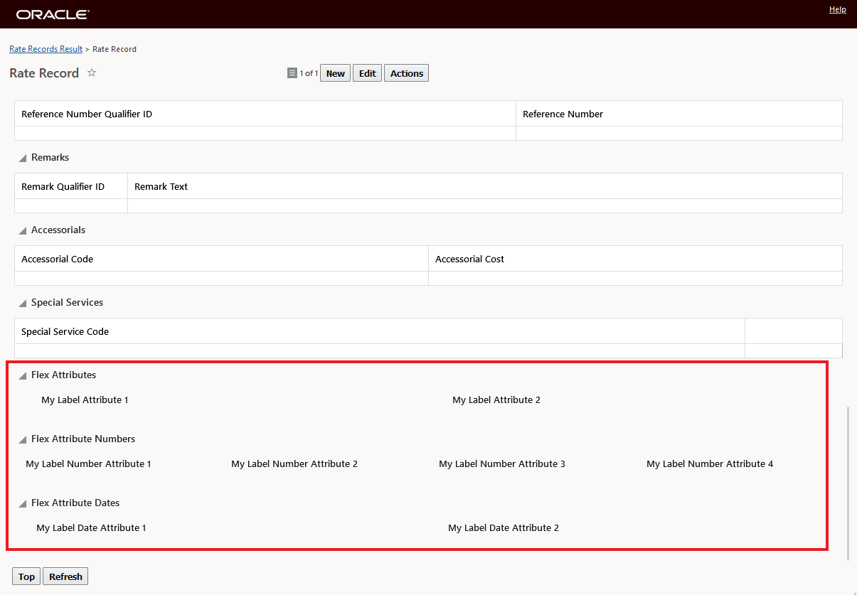 Flex Attribute Rate Record View