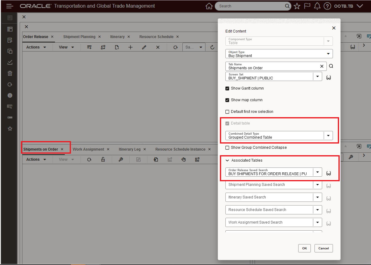 Table Configuration for Grouped Combined Detail