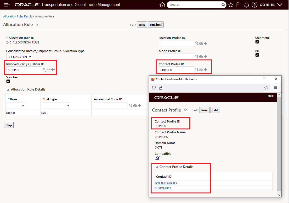 Allocation Rule - Involved Party Qualifier and Contact Profile Configured