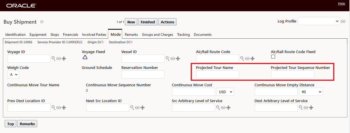 Projected Tour Name and Projected Tour Sequence Number