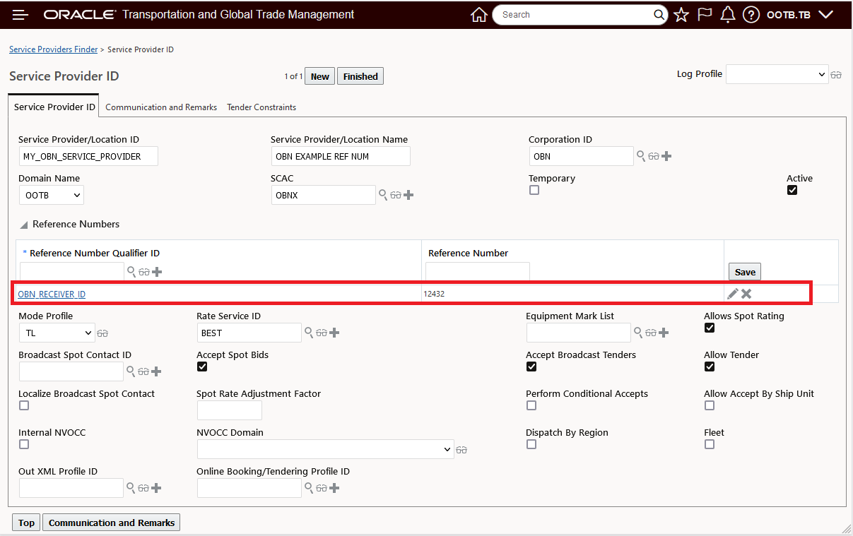 Staged Service Provider Reference Numbers