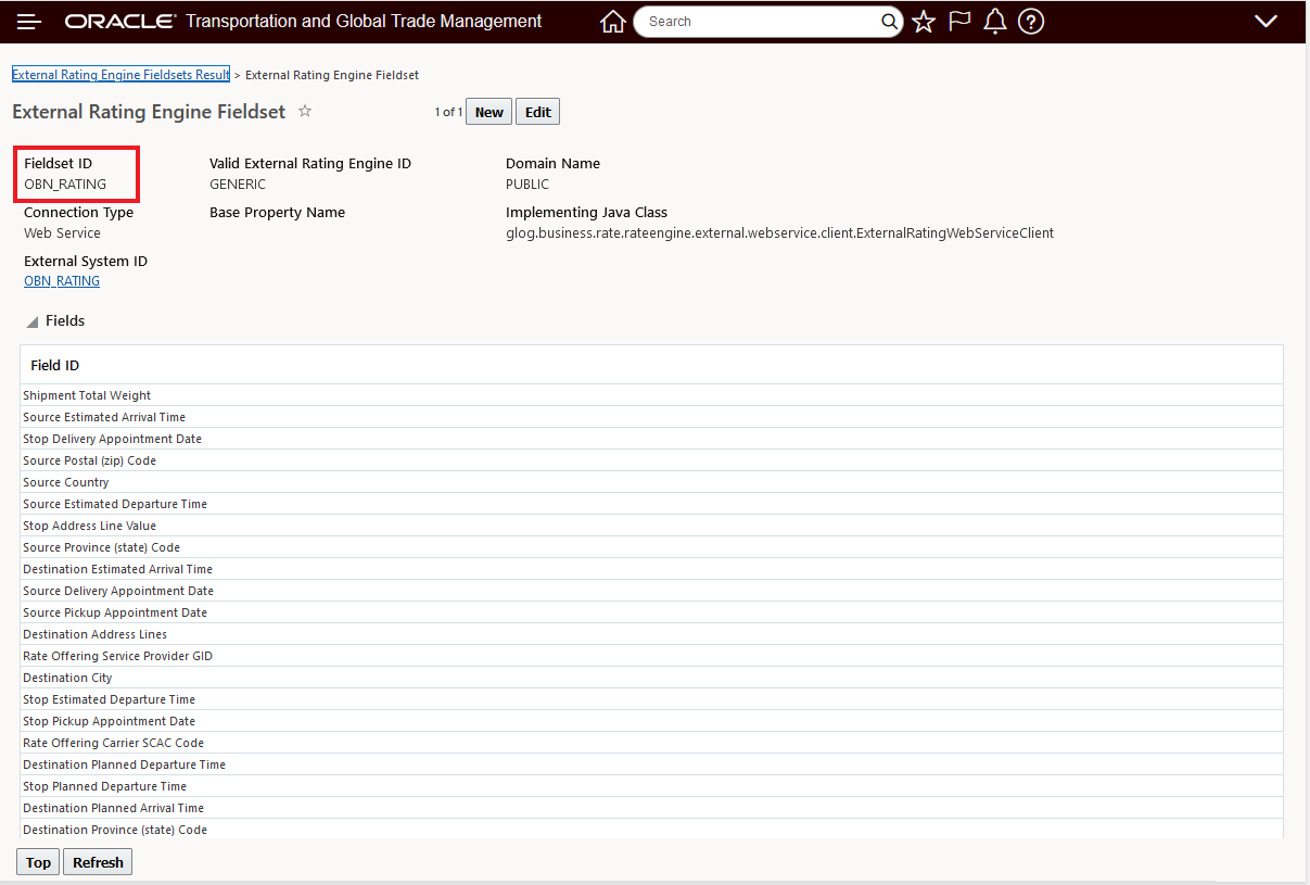 OBN_RATING - External Rating Engine Fieldset