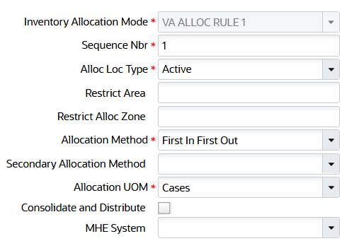 Inventory Allocation Mode Sequence UI