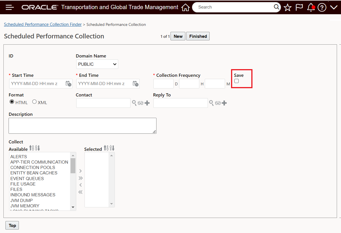 Scheduled Performance Collection - Save Option
