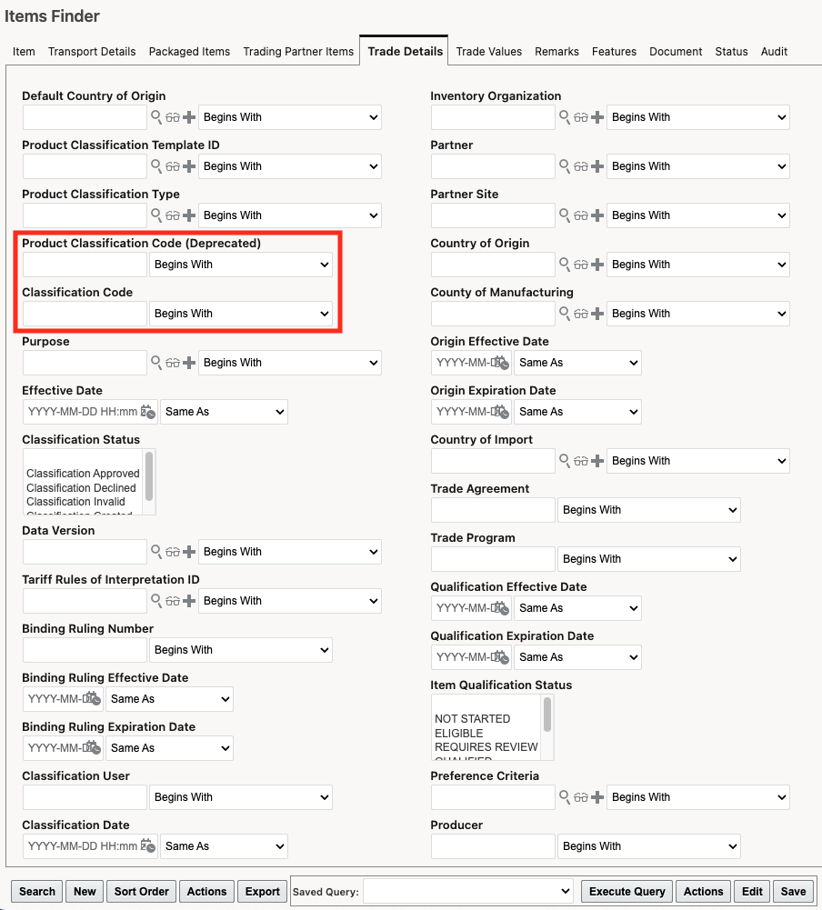 Item Finder - Product Classification Code