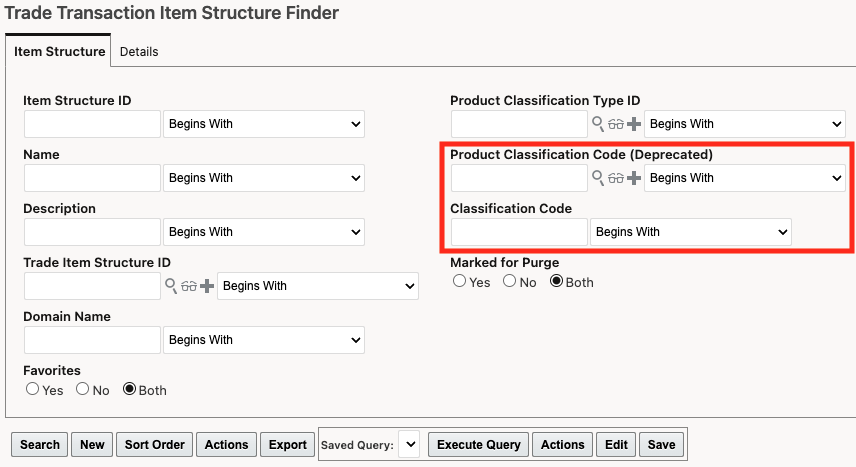 Trade Transaction Item Structure - Classification Code