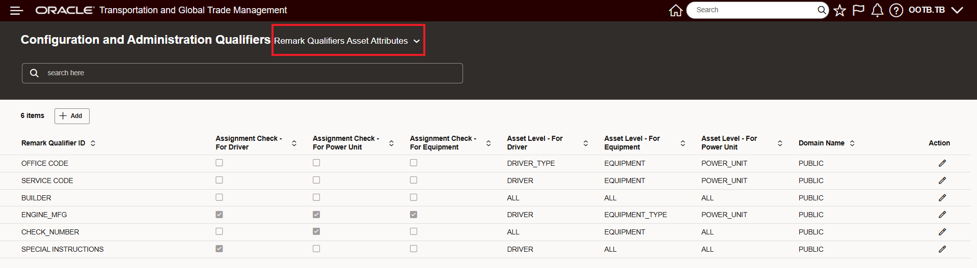 Remark Qualifiers Asset Attributes